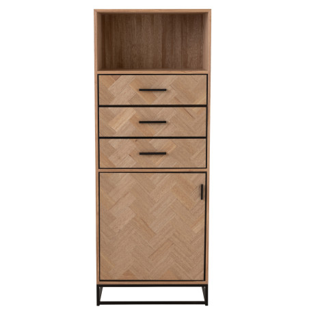 Armoire haute industrielle en bois Chevron