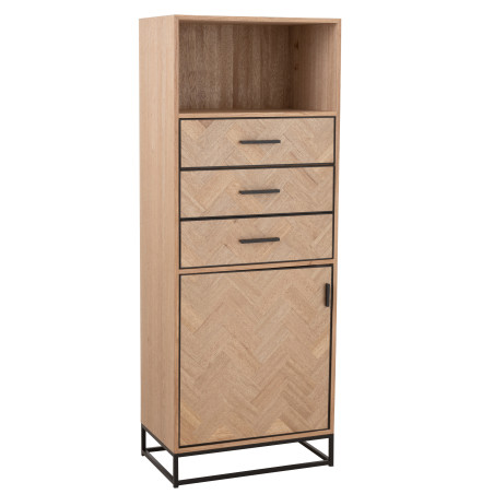 Armoire haute industrielle en bois Chevron