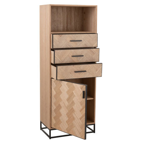 Armoire haute industrielle en bois Chevron