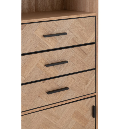 Armoire haute industrielle en bois Chevron