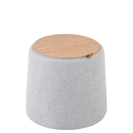 Pouf table d'appoint gris clair et bois