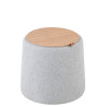 Pouf table d'appoint gris clair et bois