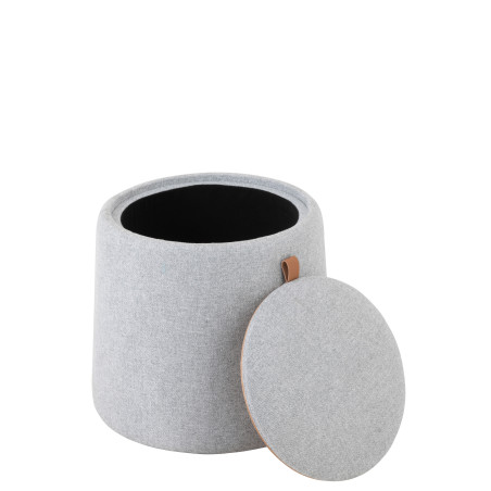 Pouf table d'appoint gris clair et bois