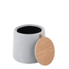 Pouf table d'appoint gris clair et bois