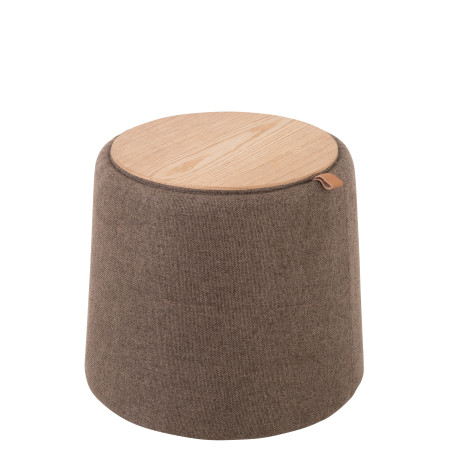 Pouf table d'appoint marron et bois