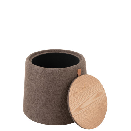 Pouf table d'appoint marron et bois