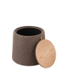 Pouf table d'appoint marron et bois