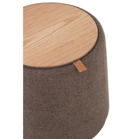 Pouf table d'appoint marron et bois