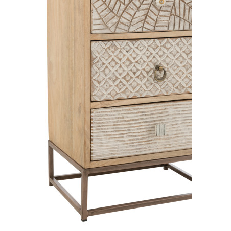 Chiffonnier 7 tiroirs en bois sculpté