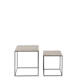 Set de 2 tables gigognes carrées en aluminium