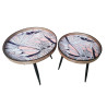 Set de 2 tables basses gigognes STYYL Art déco bleu et or