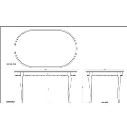 Table ovale blanc patiné 150x90 murano Amadeus