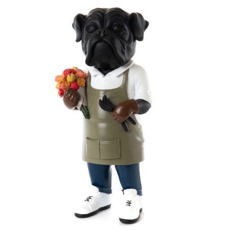 Statue bouledogue en résine Fleuriste