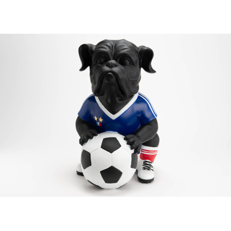 Statue bouledogue en résine footballeur XL