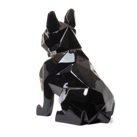 Statue bouledogue origami noir