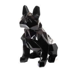 Statue bouledogue origami noir
