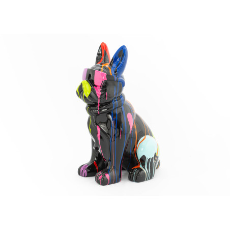 Statue bouledogue cravate noir multicolore