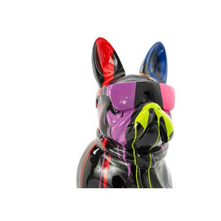 Statue bouledogue cravate noir multicolore