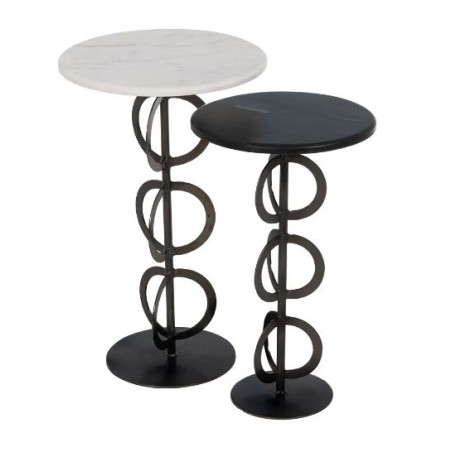 Set De 2 Tables Contemporaine Blanc/Noir