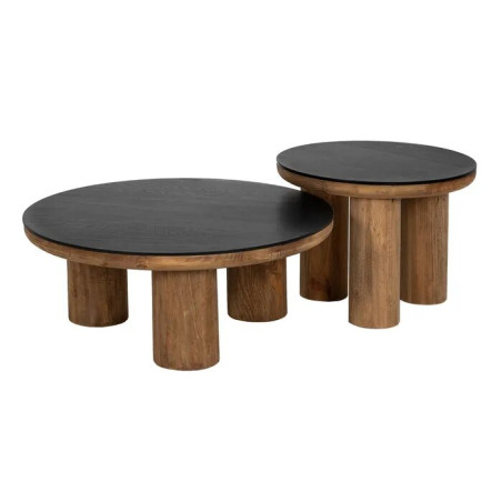 TABLE D'APPOINT NATUREL-NOIR 60 X 60 X 45 CM