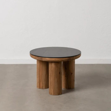 TABLE D'APPOINT NATUREL-NOIR 60 X 60 X 45 CM