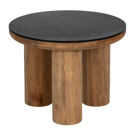 TABLE D'APPOINT NATUREL-NOIR 60 X 60 X 45 CM