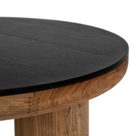 TABLE D'APPOINT NATUREL-NOIR 60 X 60 X 45 CM