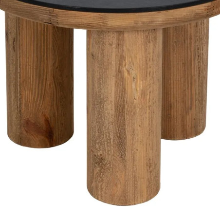 TABLE D'APPOINT NATUREL-NOIR 60 X 60 X 45 CM