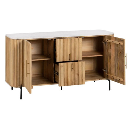 Buffet naturel blanc marbre et bois